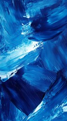 Abstract blue brushstrokes on canvas, textured