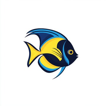 recommend clip art: A stylized illustration of a regal tang fish with blue and yellow hues.