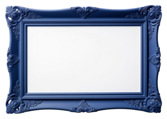 PNG Dark blue plastic texture frame rectangle mirror white background.
