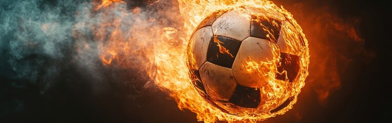 Soccer Ball Engulfed in Flames in Dramatic Fiery Motion