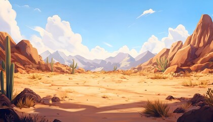 Fototapeta premium An illustration of a wide open desert landscape