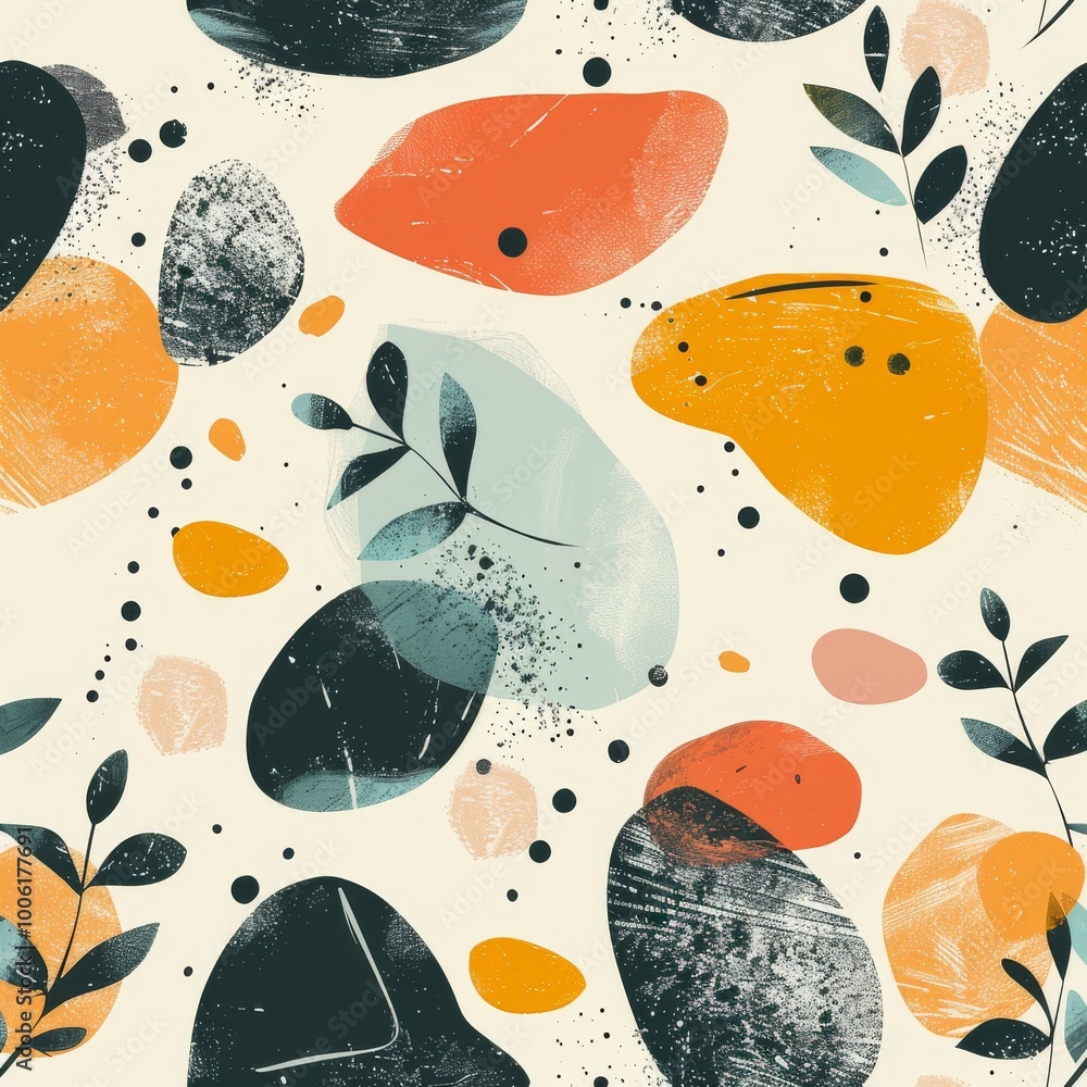 Poster minimalist lofi design with a seamless pattern.