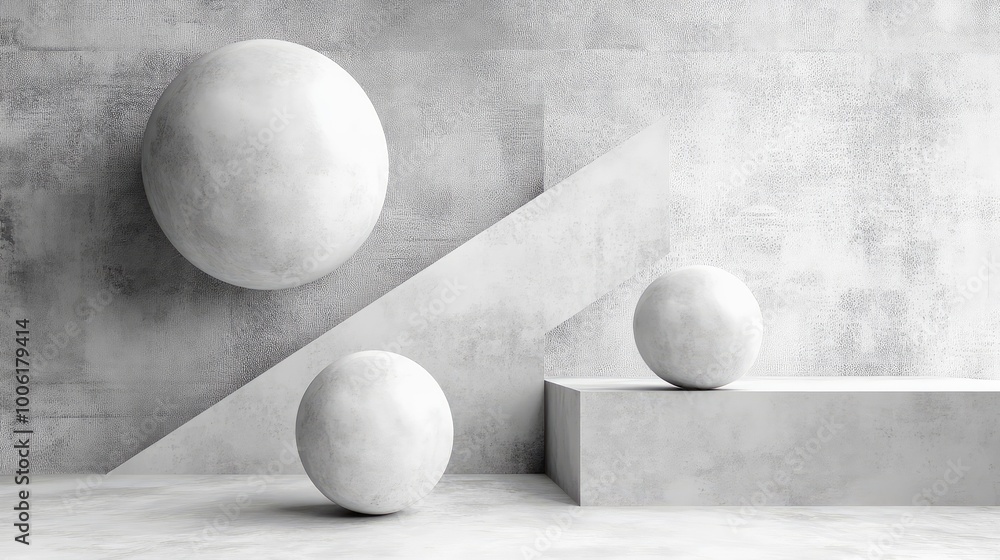 Poster clean, minimalistic abstract supplies in soft, geometric forms, deconstructed into simple lines and 