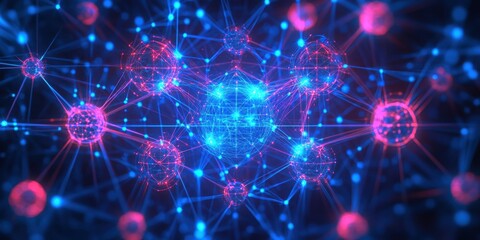 Obraz premium a blue and red abstract background with many connected lines