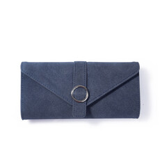 Handmade blue  quilted velour flap purse