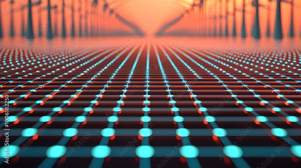 Poster abstract grid pattern with lights