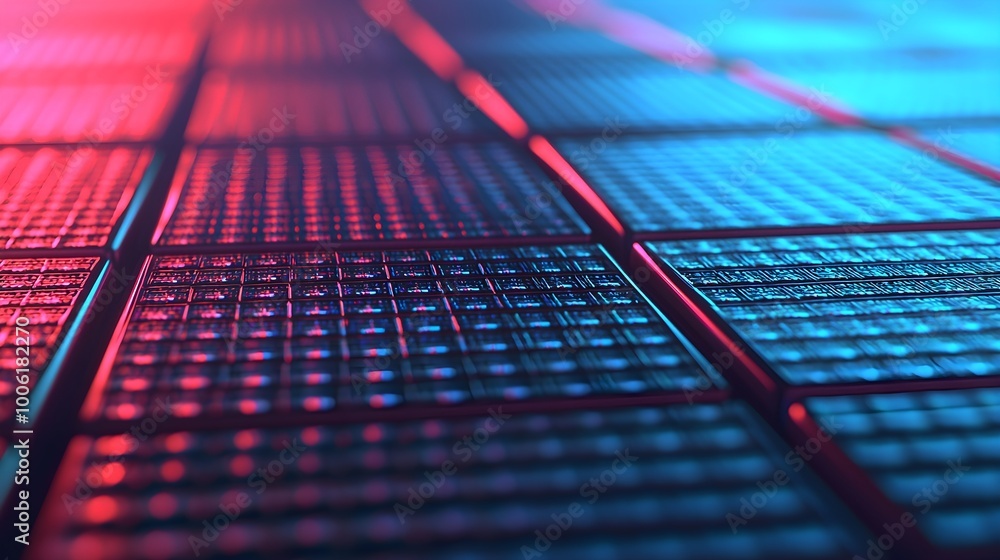 Poster abstract grid pattern with neon lights