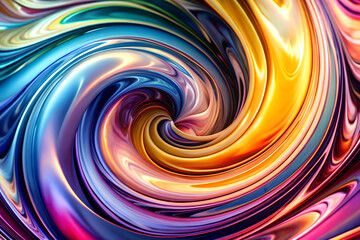 Obraz premium Glossy Swirl of Vivid Colors Background: Blue, Yellow, and Pink Merge in a Bold Abstract Wave with a Smooth Gloss Finish