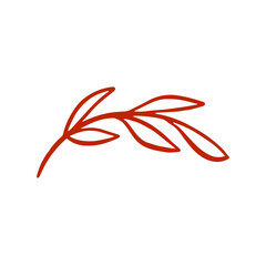 Obraz premium Stylized Design Featuring a Red Branch with Leaves, Aesthetic and Abstract Elements included