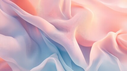 Obraz premium Soft, fluid shapes representing abstract supplies swirl together in muted pastel tones, creating a dreamlike, minimalistic toolkit design.