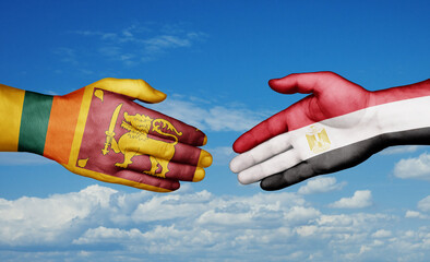 Egypt and Sri Lanka country handshaking with flags, consensus concept international co-operation illustration