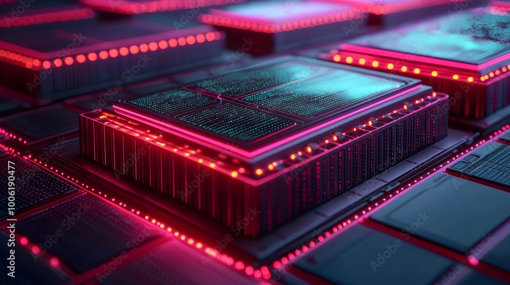 Poster futuristic cpu processor technology