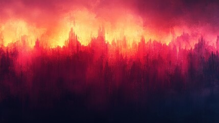 Cityscape in Red and Orange Hues