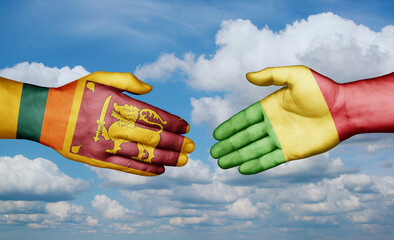 Mali and Sri Lanka country handshaking with flags, consensus concept international co-operation illustration