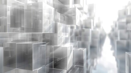 Fototapeta premium Abstract geometric pattern of transparent cubes on a white background.