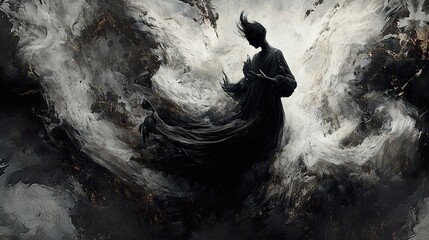 Obraz premium Abstract Figure in a Whirlwind of Emotion