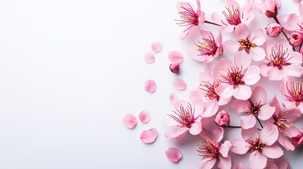 Fototapeta premium Pink Flower Petals on Soft White Background