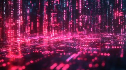 Digital Rain: Abstract Pink and Blue Code