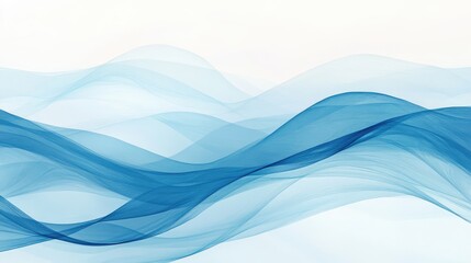 Obraz premium Wavy lines in shades of blue and white flowing across the background, creating a smooth, abstract ocean-inspired scene.