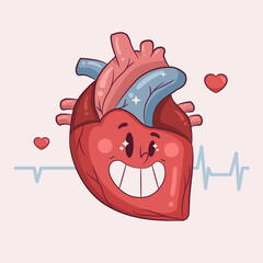 A playful cartoon heart character showing good health.