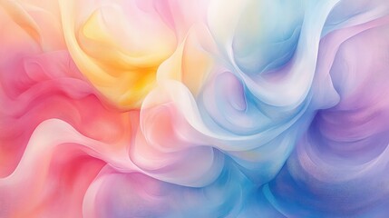 Obraz premium A blend of soft pastel colors swirled together, creating a calming abstract background with fluid forms and gentle transitions.