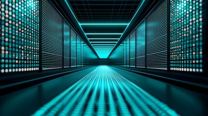 Obraz premium Futuristic Server Room Corridor