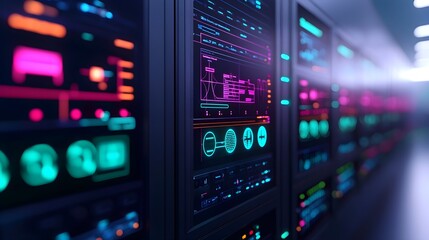 Naklejka premium Futuristic Server Room Interface