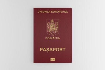 Romania passport isolated on white background. Romanian passport