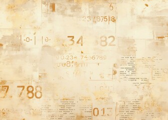 Beige and Gray Aged Distressed Paper Texture with Numbers and Words
