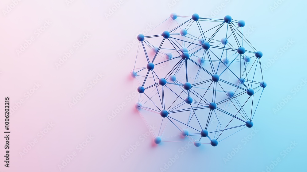 Poster abstract network structure on a gradient background, symbolizing connectivity.