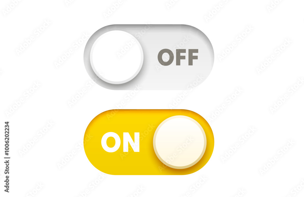 Wall mural on off switch button ui isolated white background. vector illustration