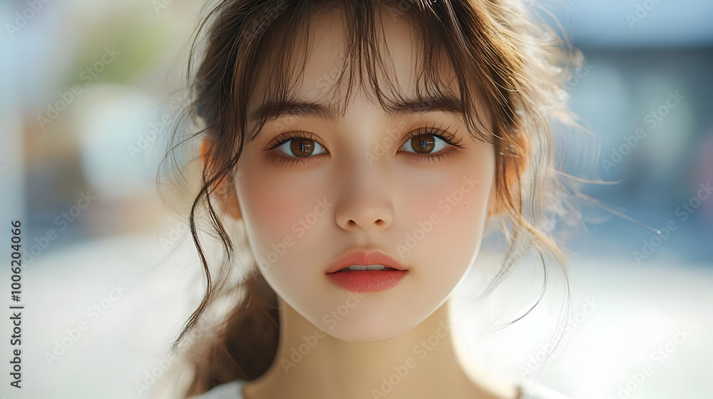 Canvas Prints Beautiful Woman with Brown Eyes and Soft Makeup