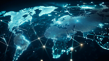 Fototapeta premium Neon Network - Abstract Visualization of Data Flow
