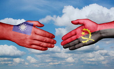 Taiwan and Angola country handshaking with flags, consensus concept international co-operation illustration