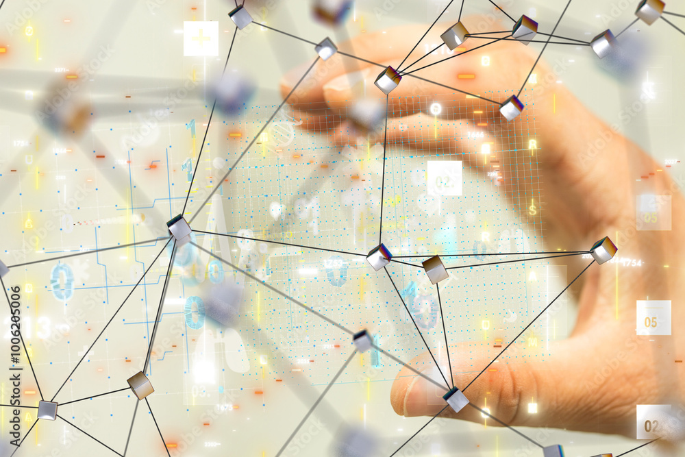 Poster digital medical futuristic interface 3d rendering