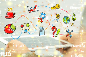 Global network. Blockchain. 3D illustration. Neural networks and artificial intelligence. Abstract
