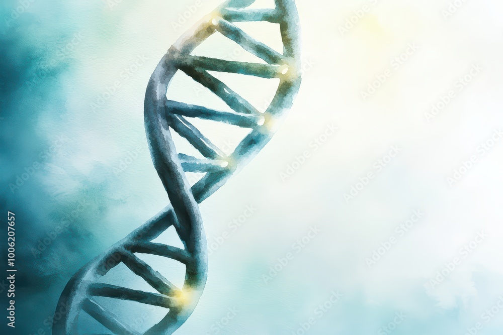 Poster dna helix structure on a soft, abstract background with a light glow.