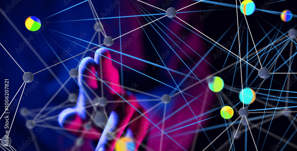 Poster conference digital network and data concept 3d