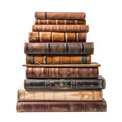Antique and Modern Books Stacked isolated on transparent background