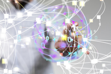 Obraz premium connected symbols for digital, interactive and global communication concept