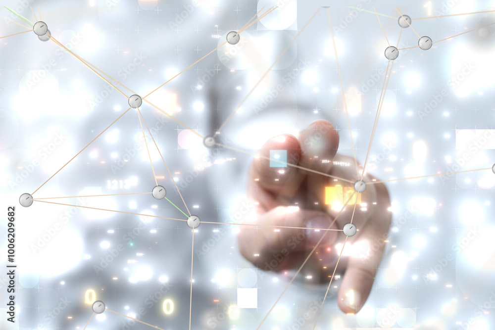 Aufkleber Neural network 3D illustration. Big data and cybersecurity