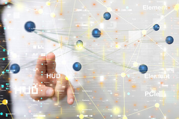 Global network. Blockchain. 3D illustration. Neural networks and artificial intelligence. Abstract