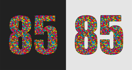 Bubble number - 85. Glitter figure of colored dots