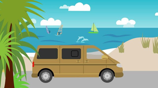Animation: Travelling the world on holiday in a camper van to see the world