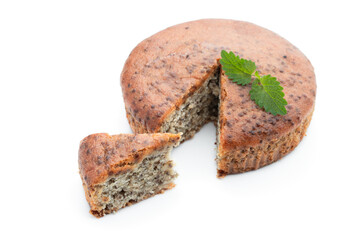Delicious chia seeds mini pie isolated on white