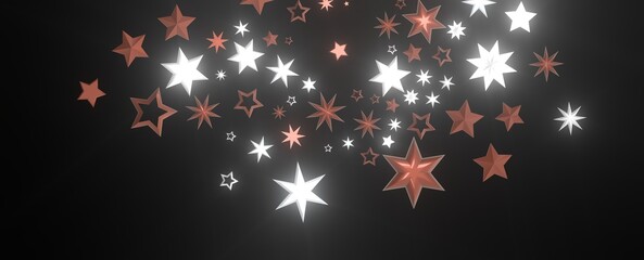 Stellar Christmas Drift: Radiant 3D Illustration Showcasing Descending Holiday Stars in Motion