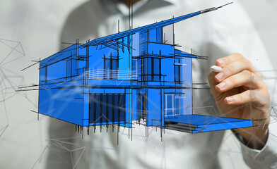 home choice Big data and artificial intelligence concept. Machine learning and cyber mind...