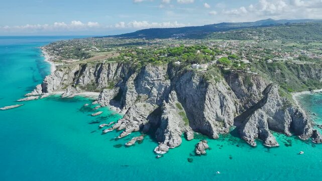 Capo Vaticano from a drone, Ricadi in Calabria, Italy, Europe