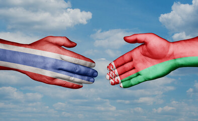 Belarus and Thailand country handshaking with flags, consensus concept international co-operation illustration