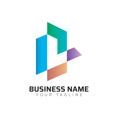 L abstract modern minimalist premium typography 3d colorful letter logo design template
